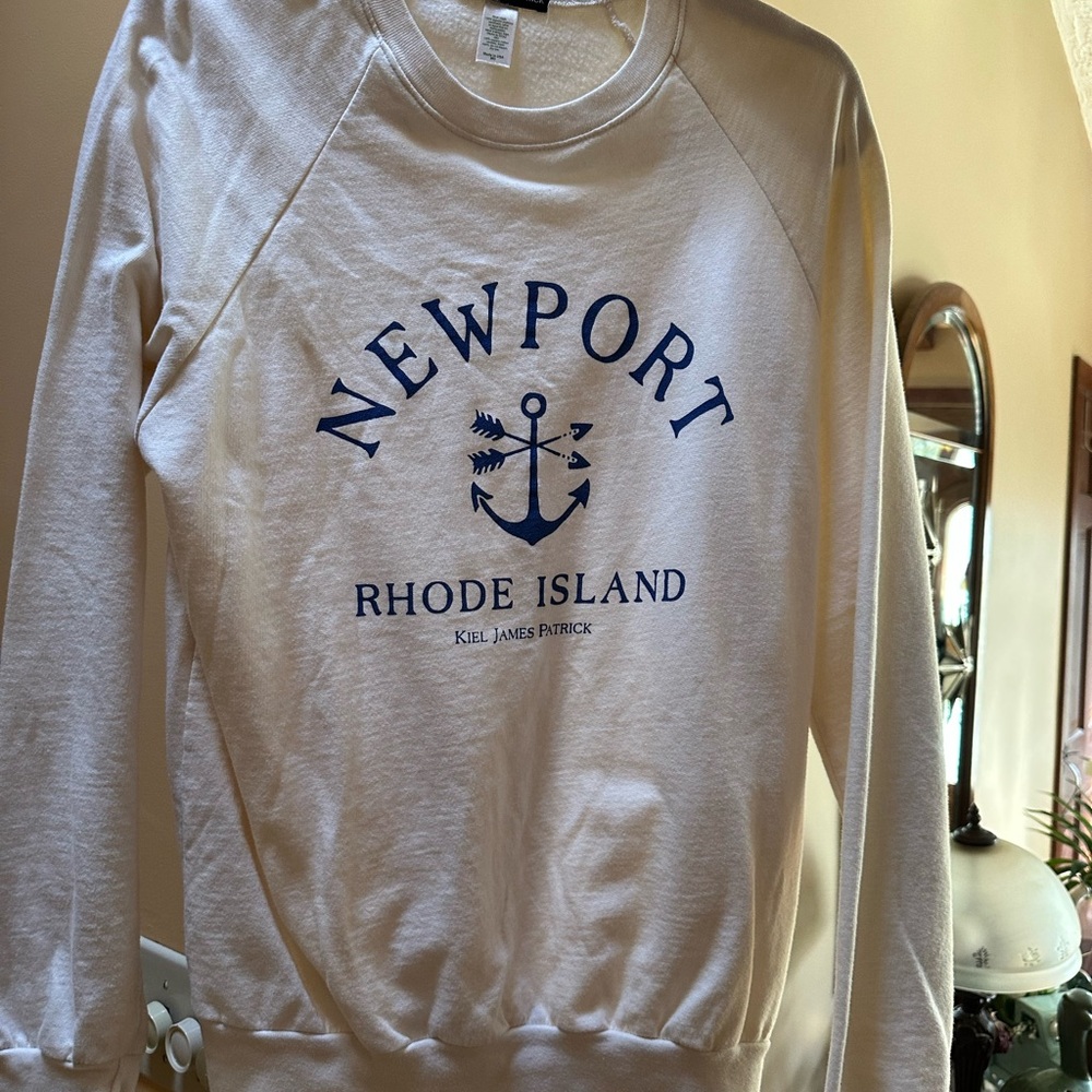 Kiel James Patrick Cream Newport Crewneck Sweatshirt SZ M